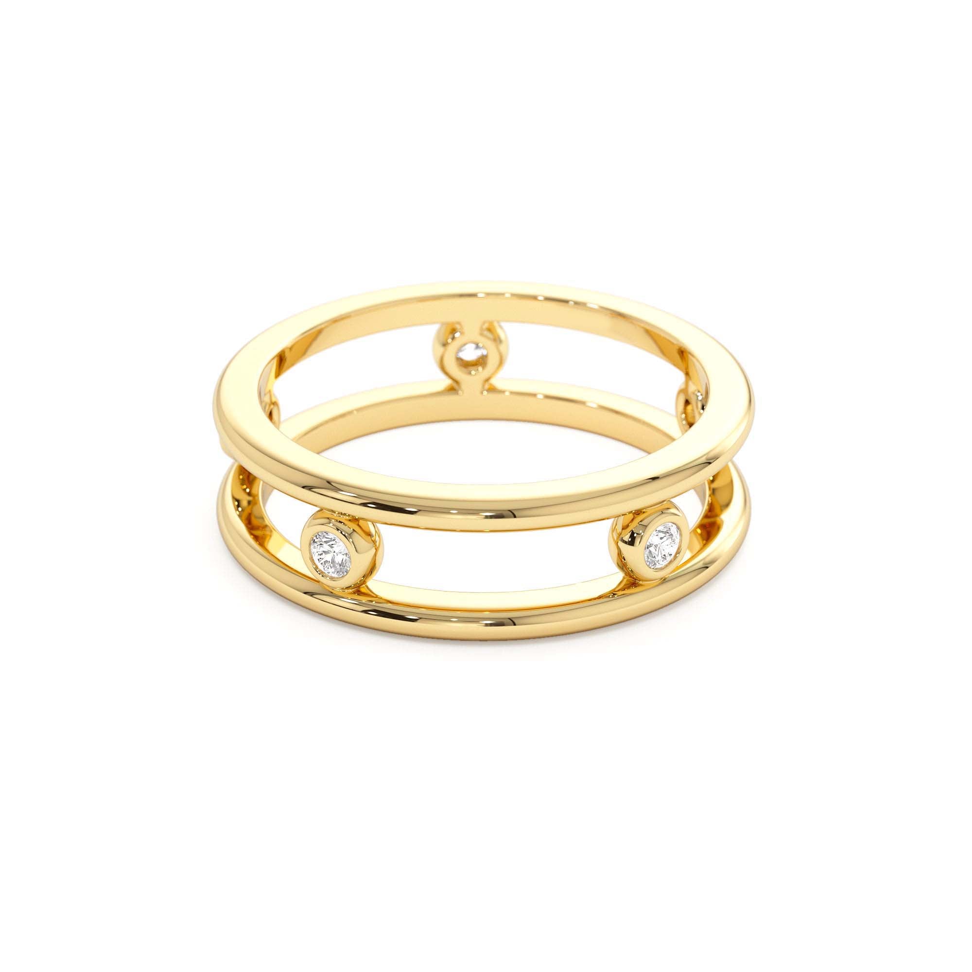 14k Natural Diamond Bezel Setting Double Band Ring - view 4