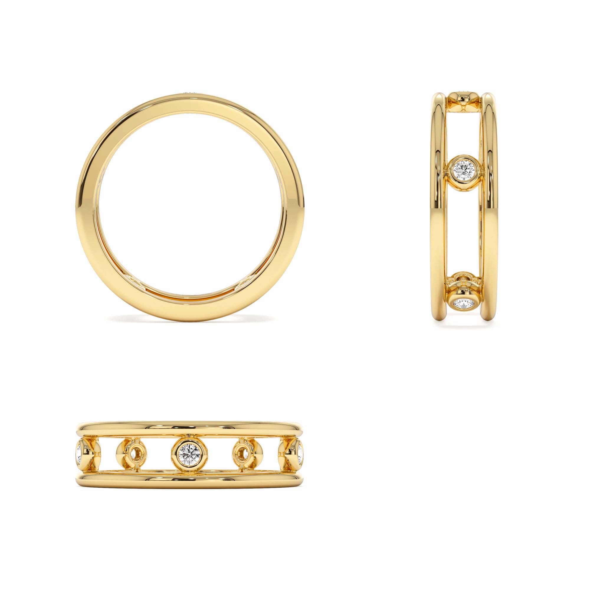 14k Natural Diamond Bezel Setting Double Band Ring - view 5