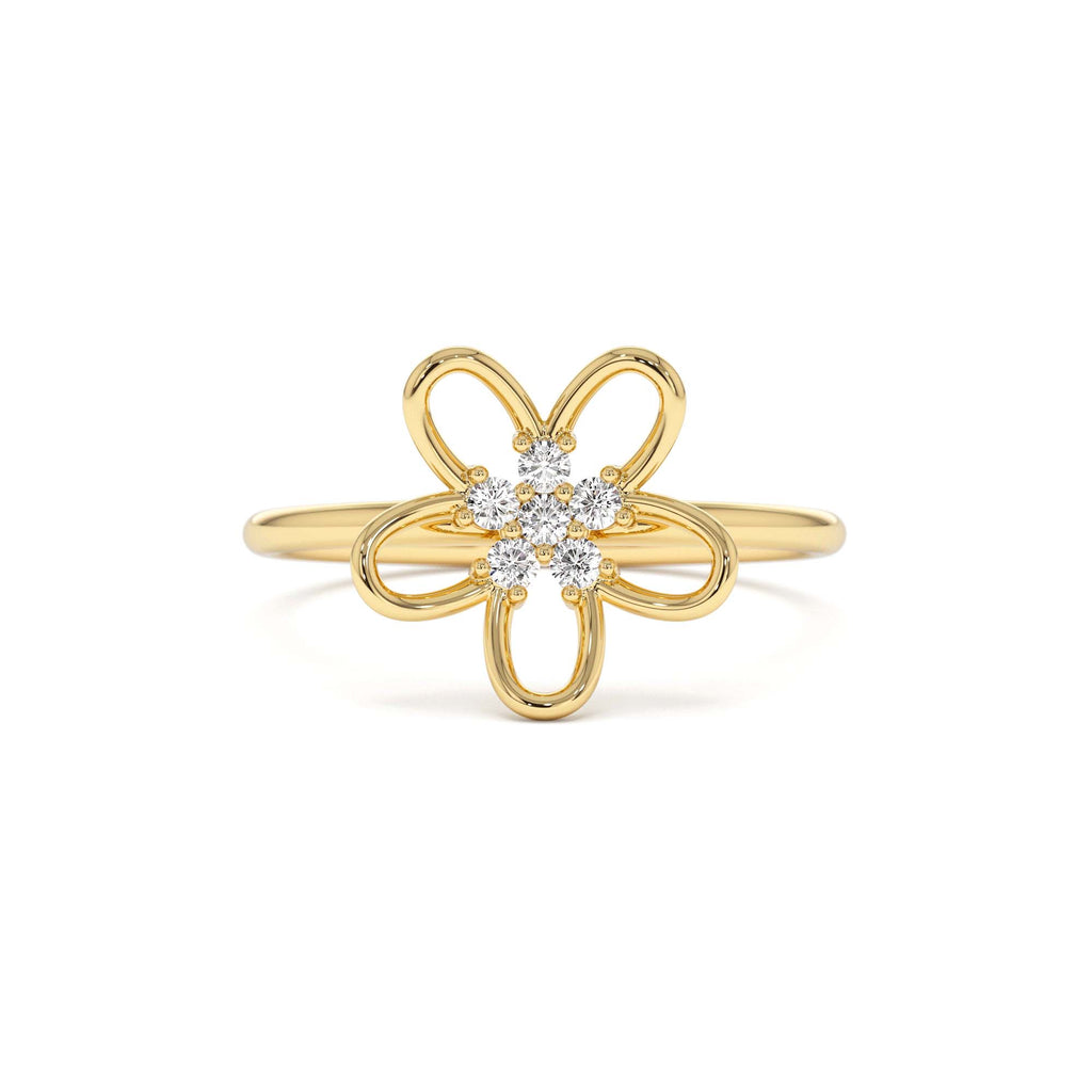 14k Diamond Flower Ring by Orlina Fine