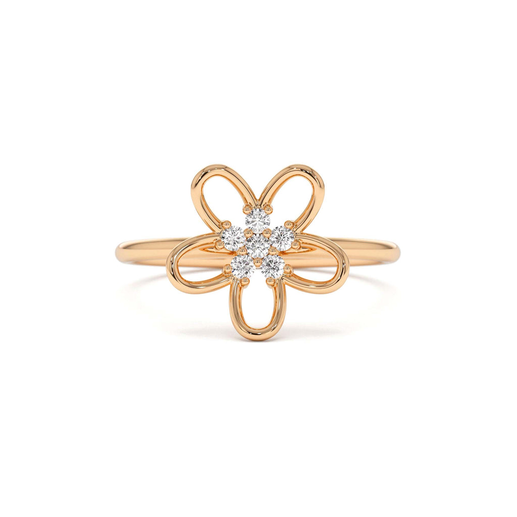 14k Diamond Flower Ring - view 2