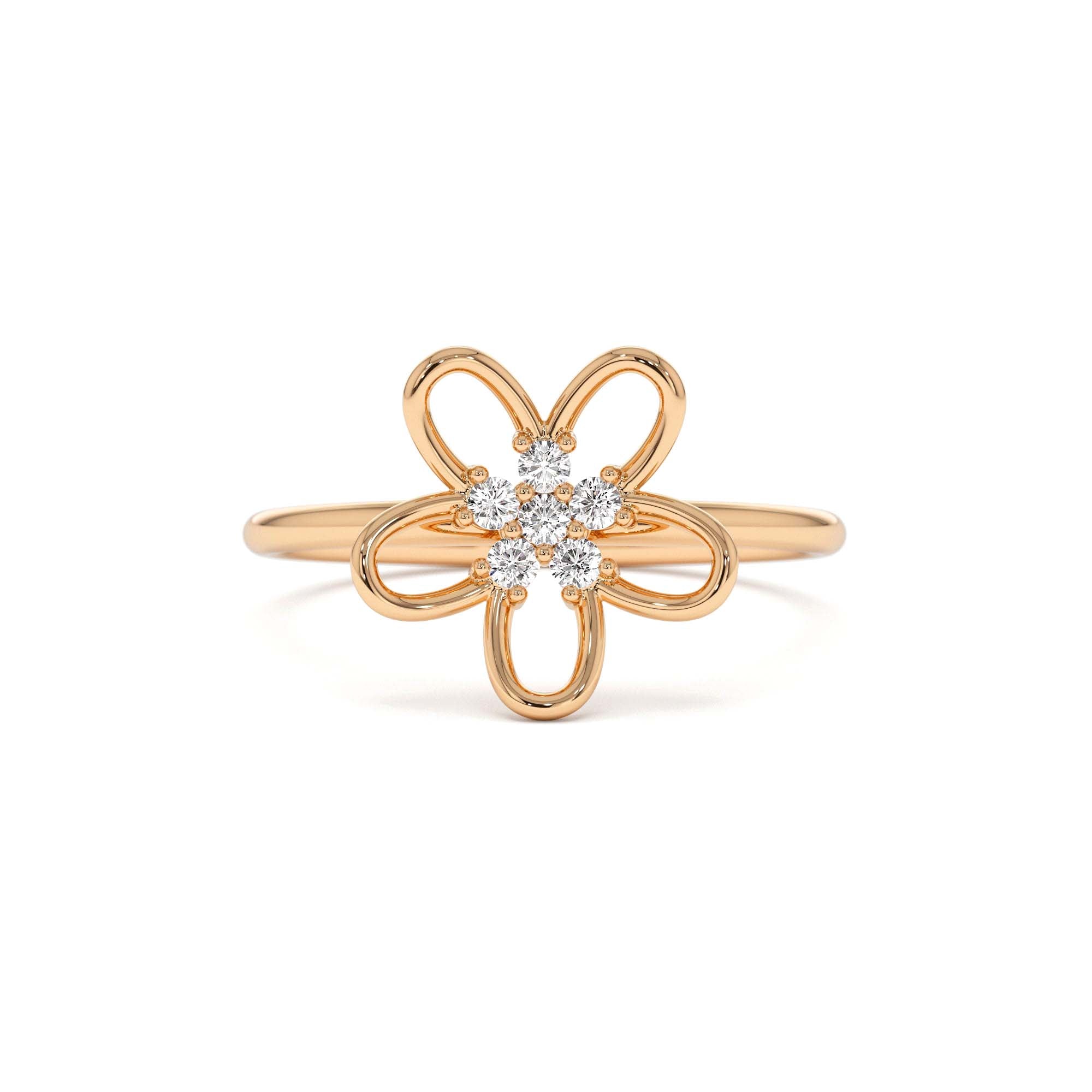 14k Diamond Flower Ring - view 2