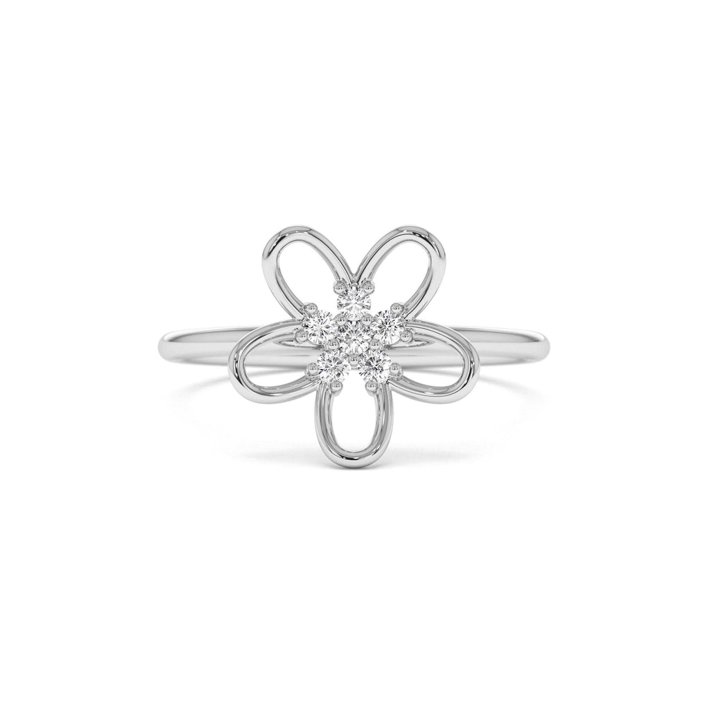 14k Diamond Flower Ring - view 3