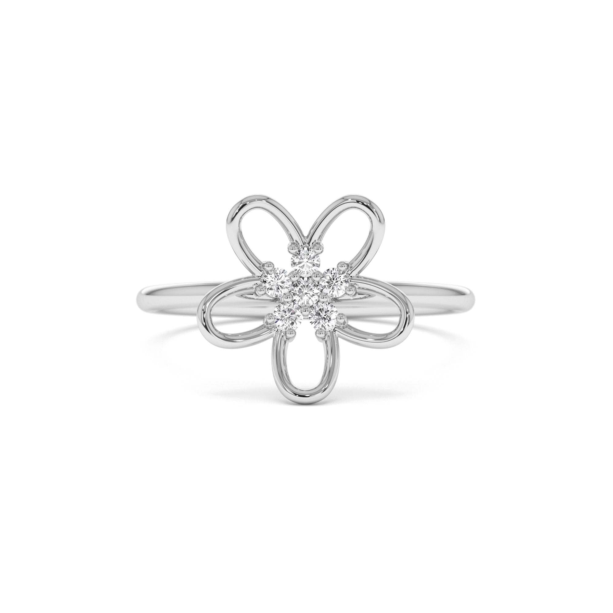 14k Diamond Flower Ring - view 3