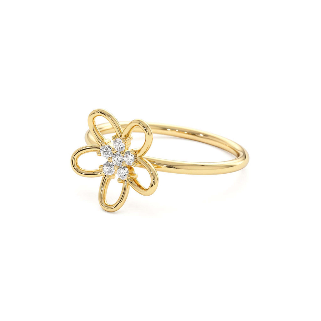 14k Diamond Flower Ring - view 4