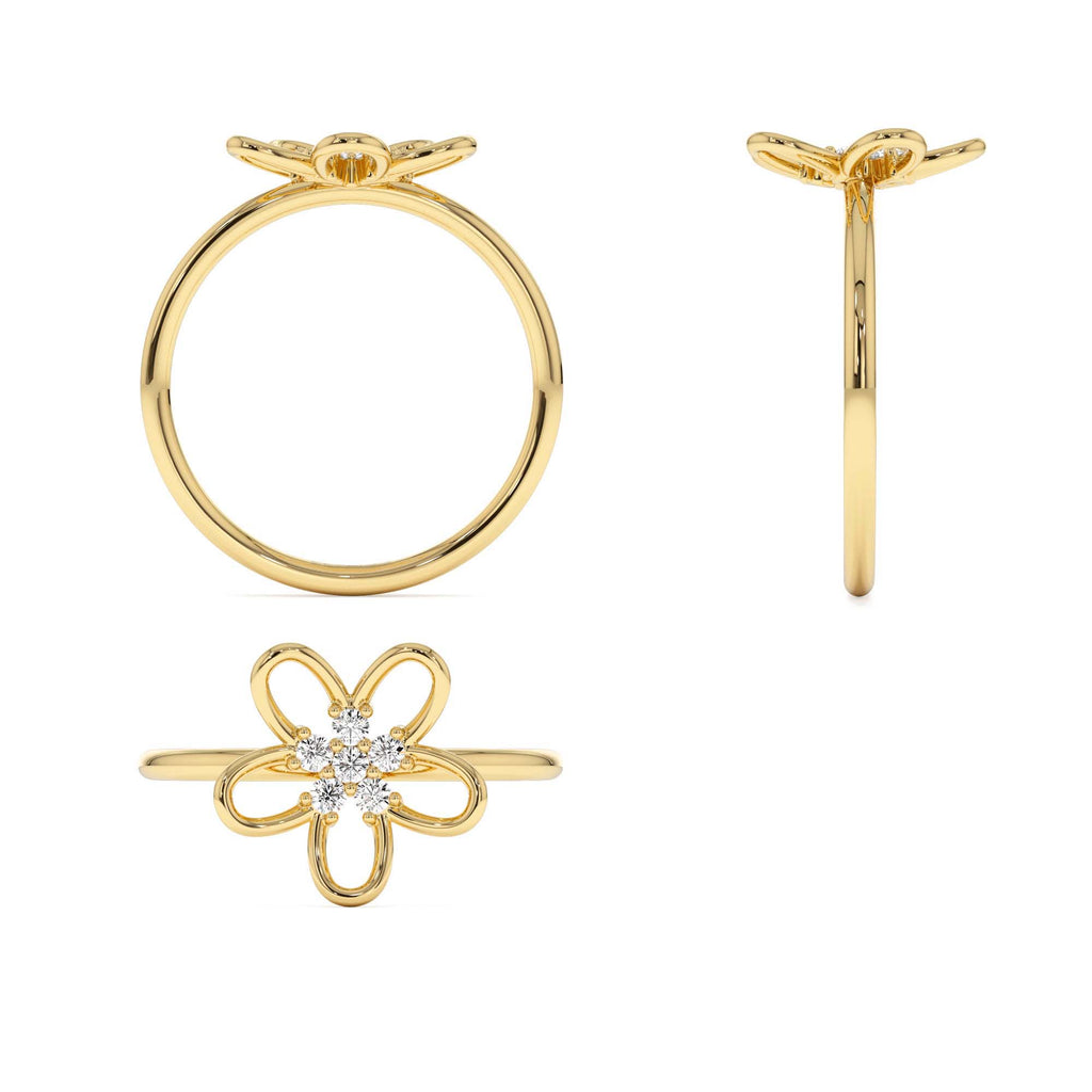 14k Diamond Flower Ring - view 5