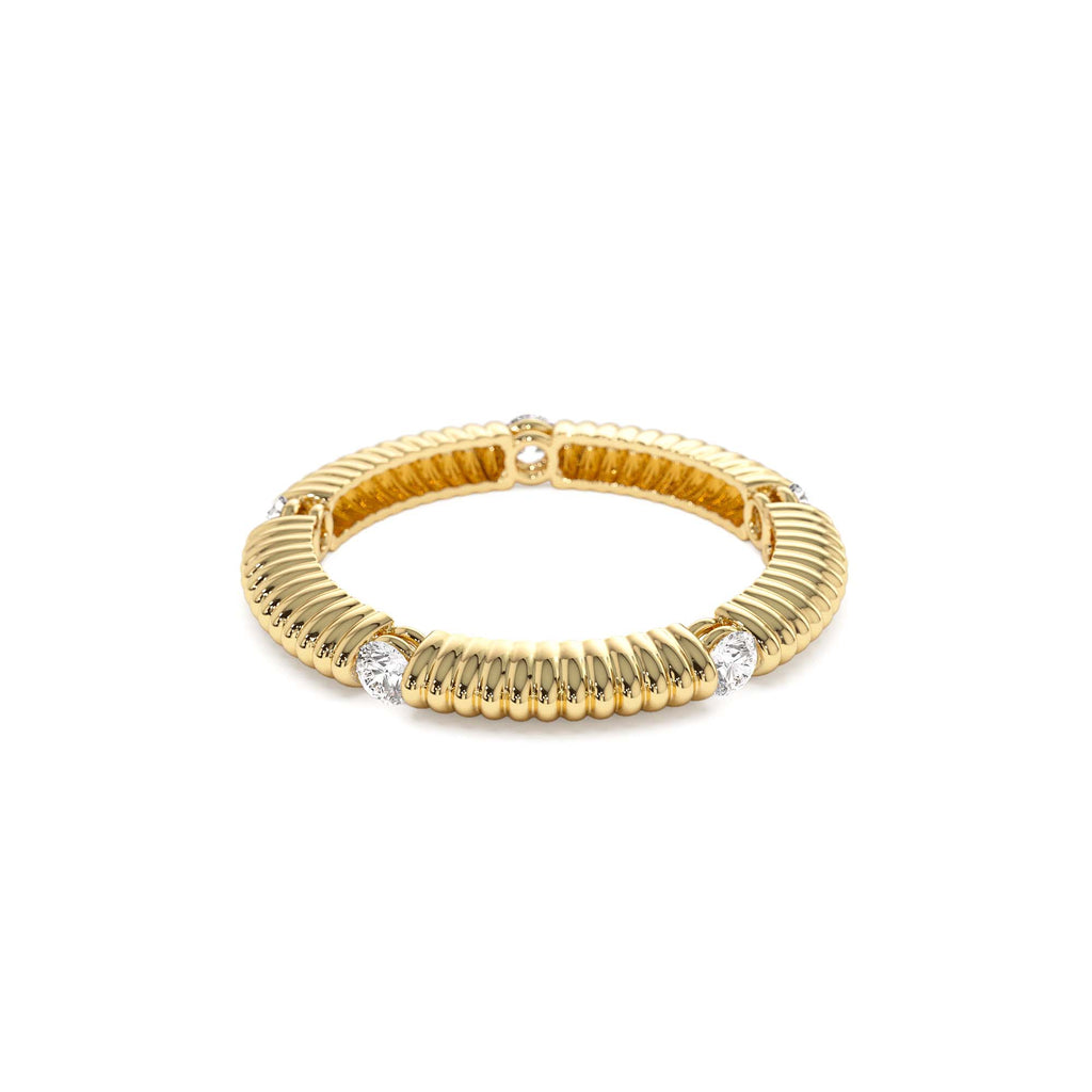 14k Full Eternity Ribbed Diamond Wedding Ring - view 4