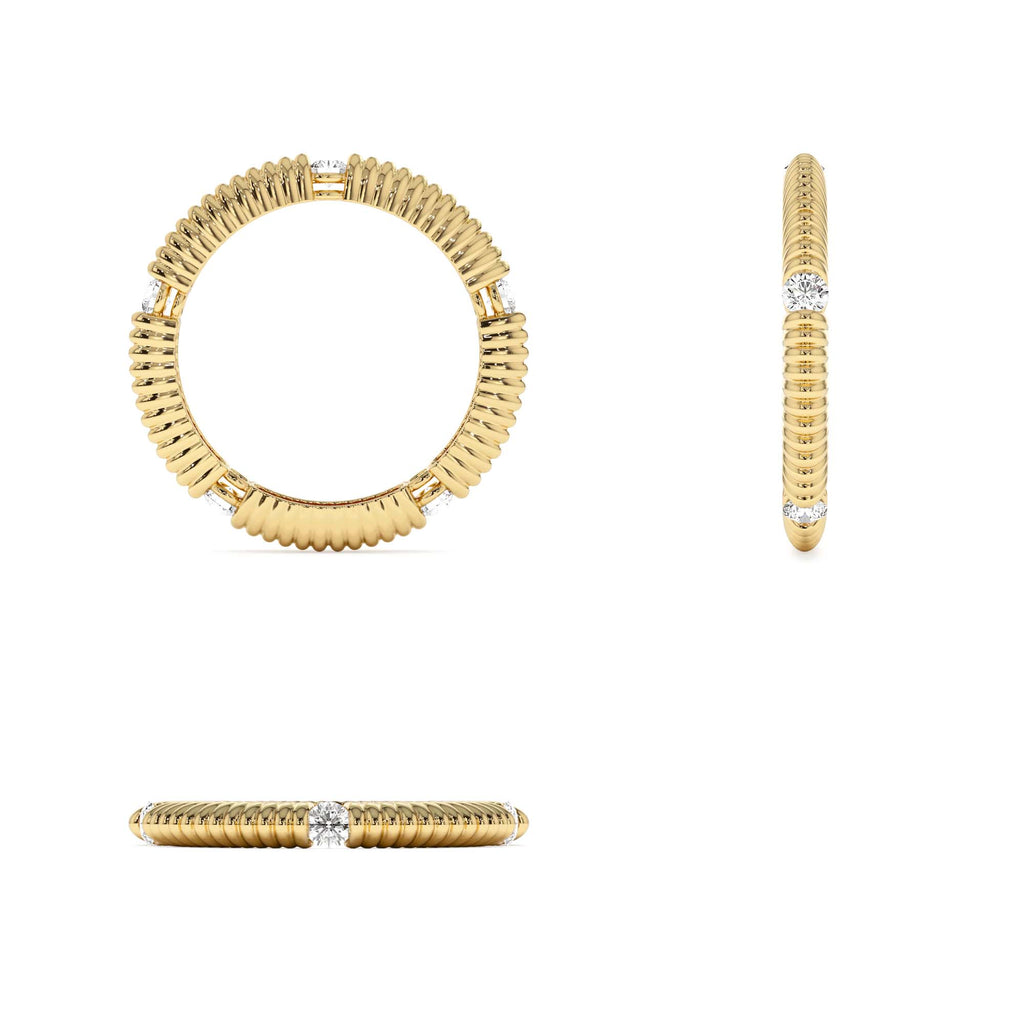 14k Full Eternity Ribbed Diamond Wedding Ring - view 5