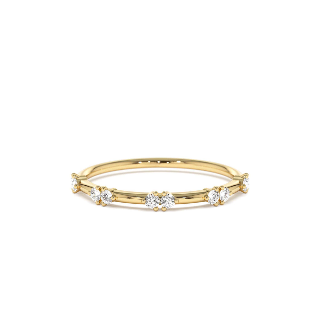 14k Dainty Stacking Diamond Wedding Band by Orlina Fine