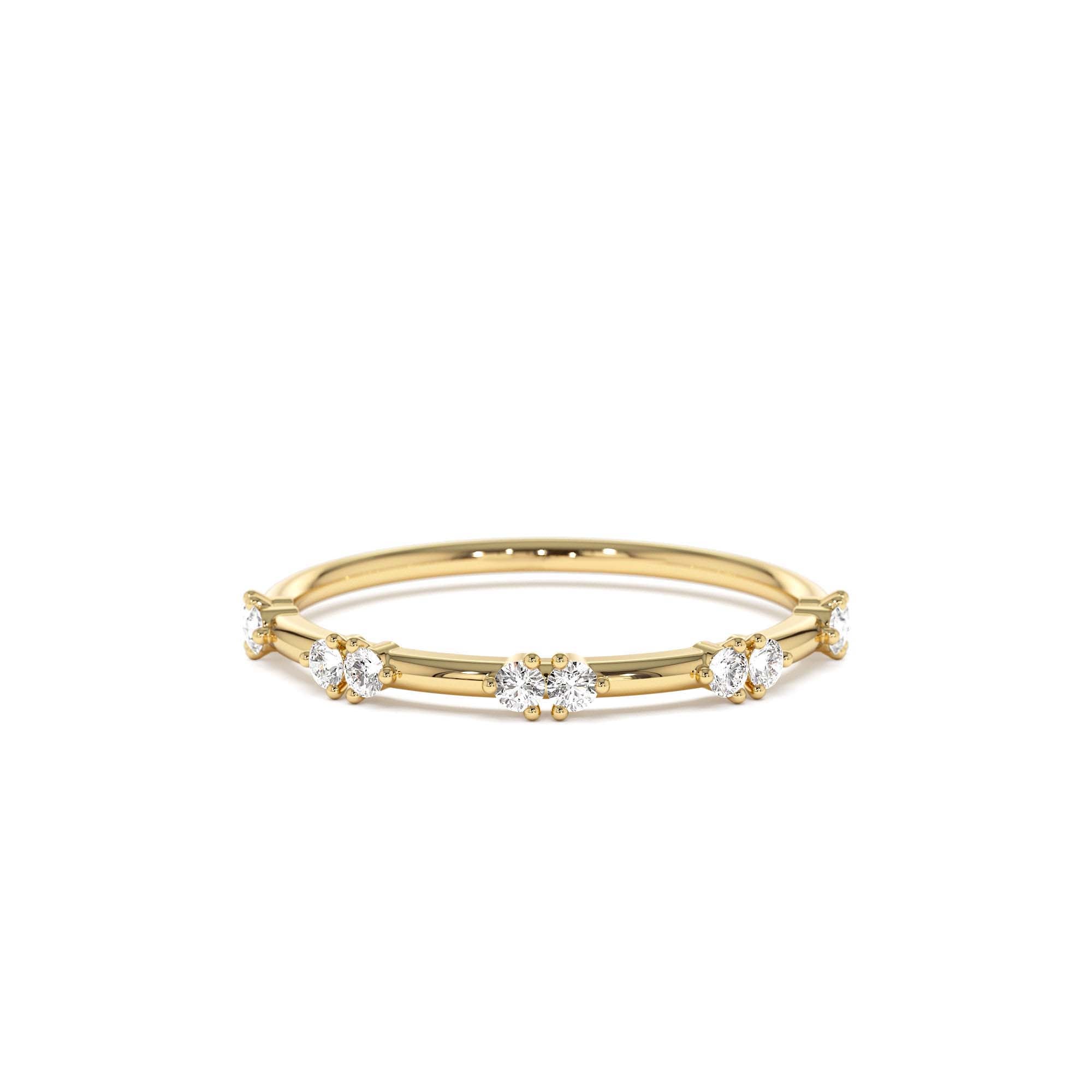 14k Dainty Stacking Diamond Wedding Band by Orlina Fine