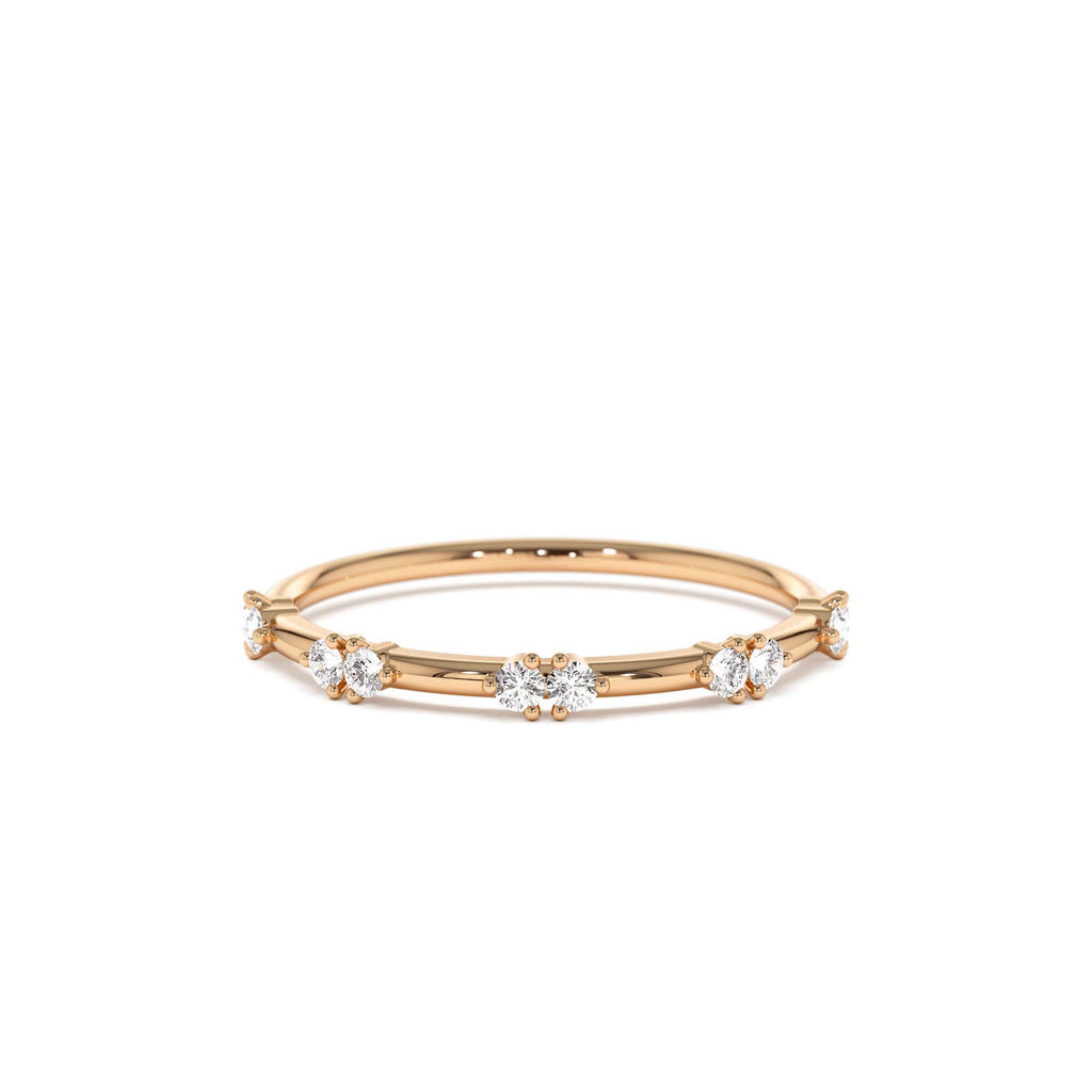 14k Dainty Stacking Diamond Wedding Band - view 2