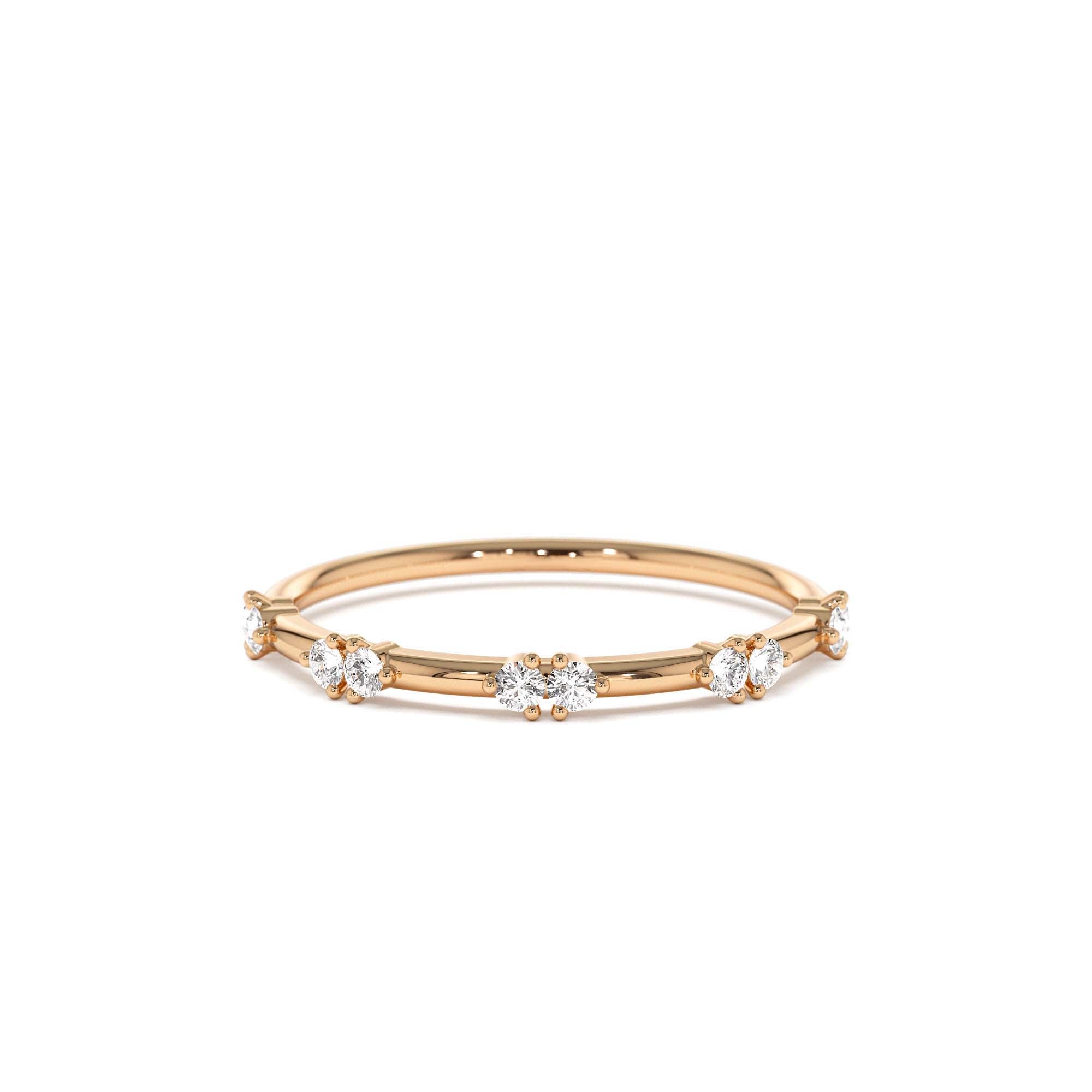 14k Dainty Stacking Diamond Wedding Band - view 2