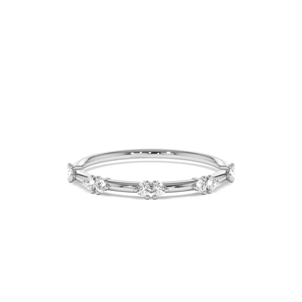 14k Dainty Stacking Diamond Wedding Band - view 3