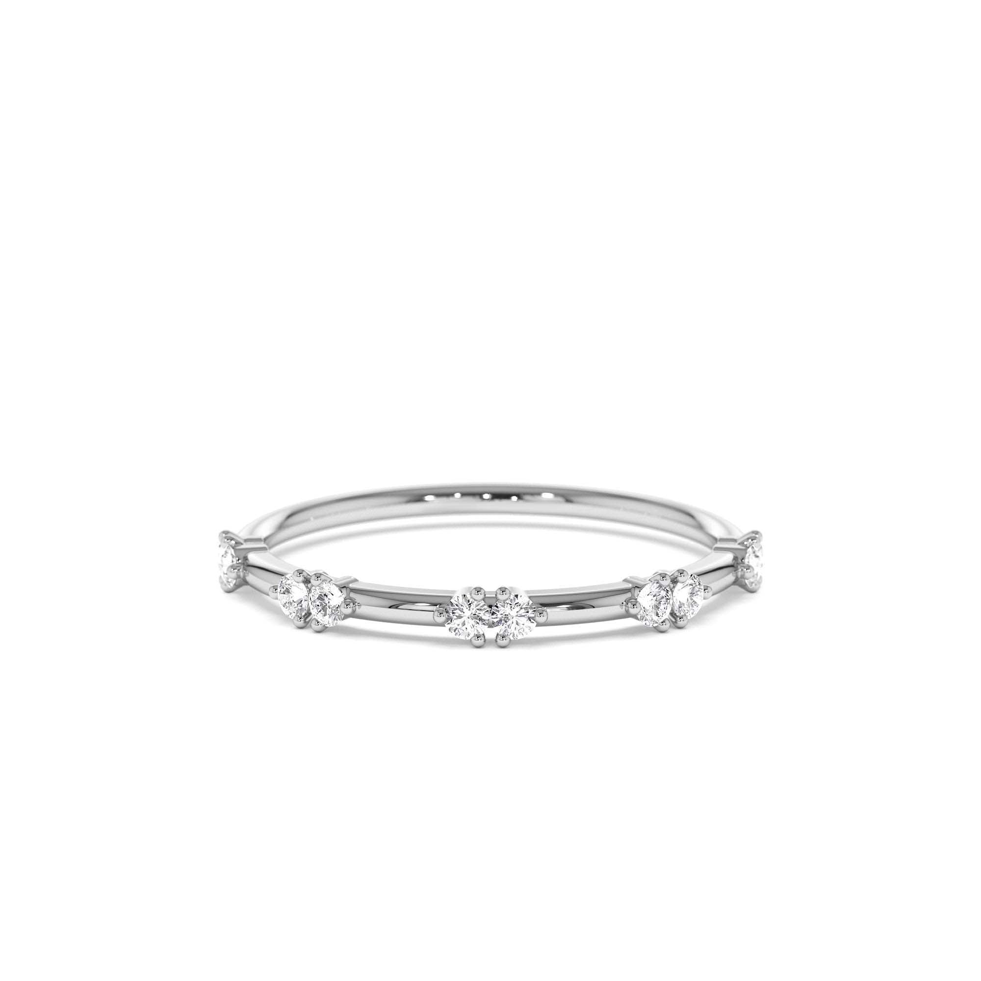 14k Dainty Stacking Diamond Wedding Band - view 3