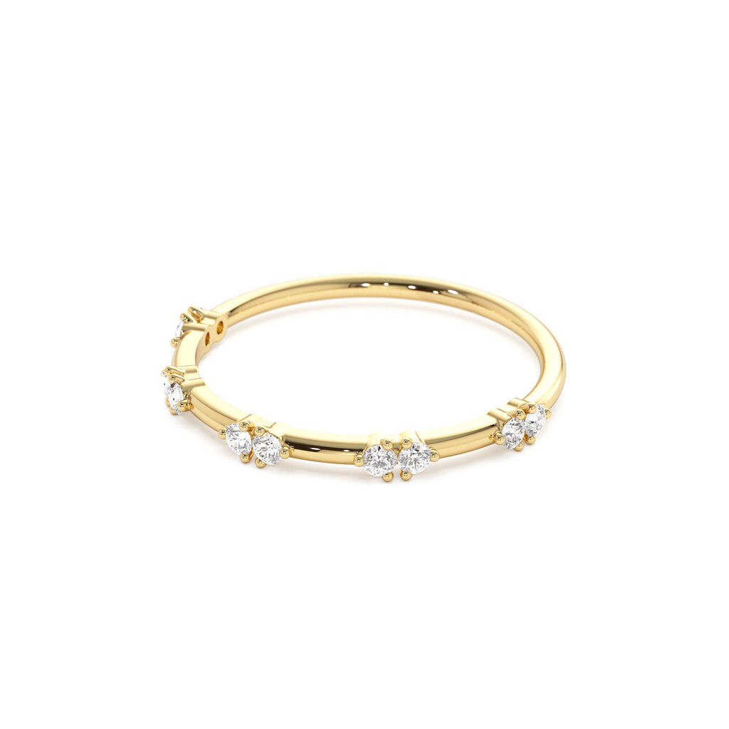14k Dainty Stacking Diamond Wedding Band - view 4