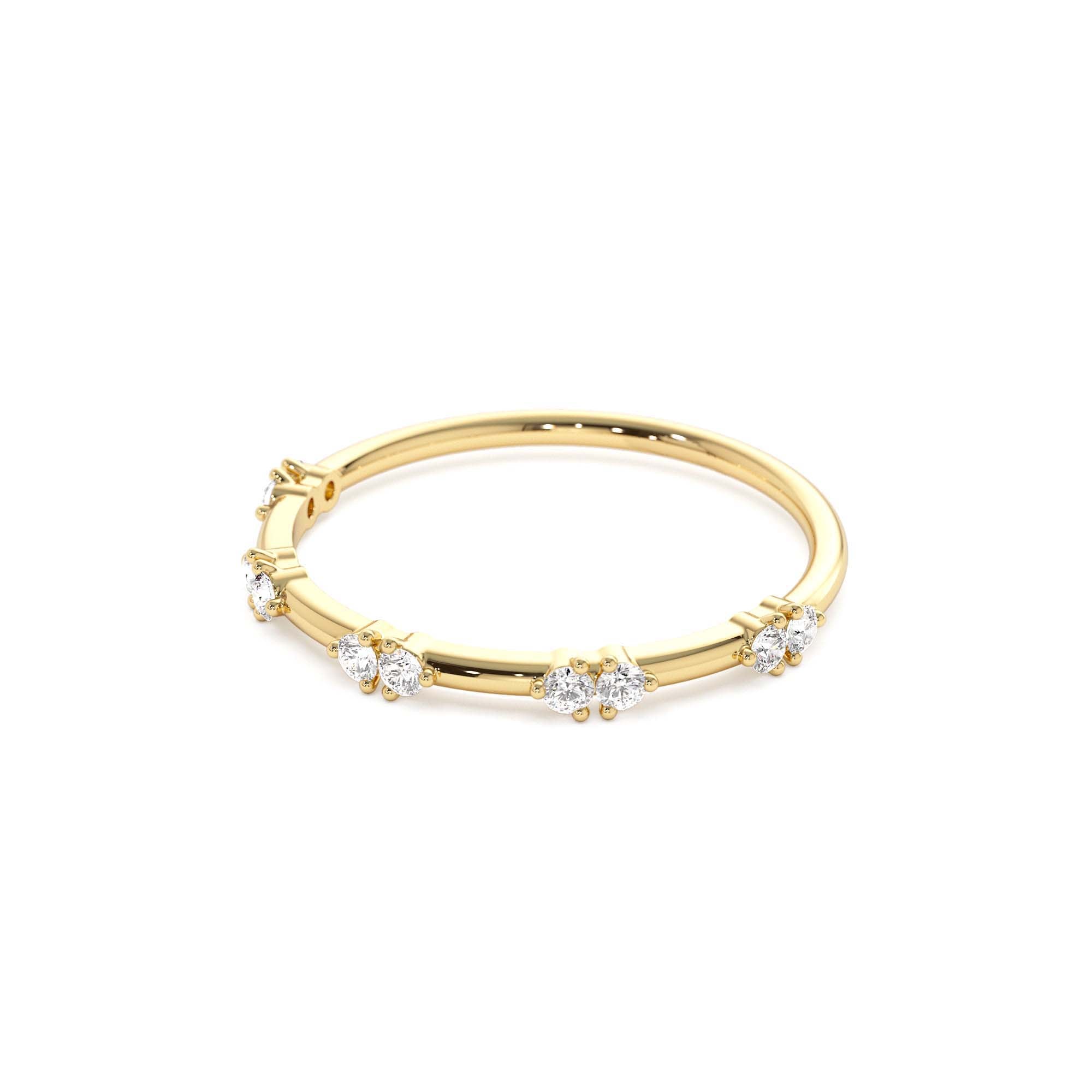 14k Dainty Stacking Diamond Wedding Band - view 4