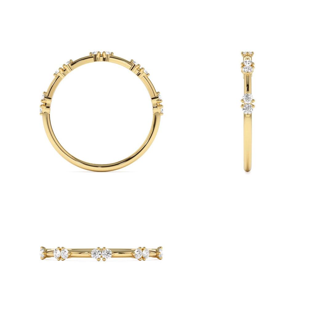 14k Dainty Stacking Diamond Wedding Band - view 5