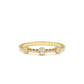 14k Bead Band Ring with Three Bezel Setting Diamonds by Orlina Fine