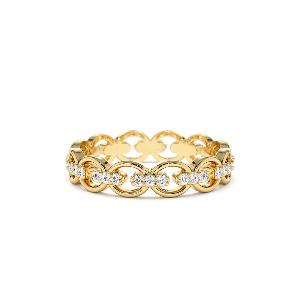 14k Gold Full Eternity Diamond Link Ring by Orlina Fine