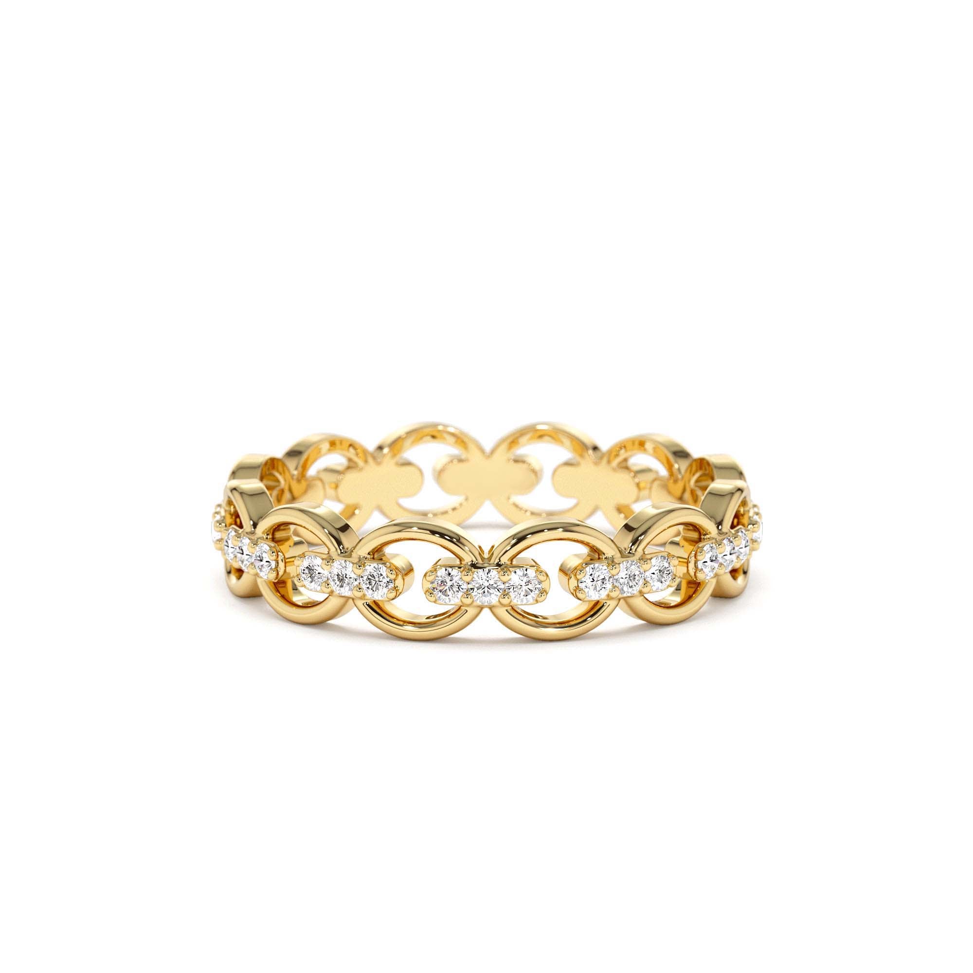 14k Gold Full Eternity Diamond Link Ring by Orlina Fine