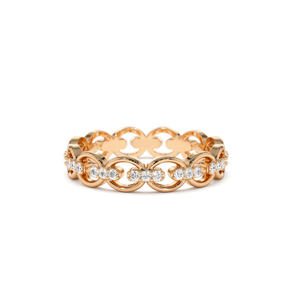 14k Gold Full Eternity Diamond Link Ring - view 2