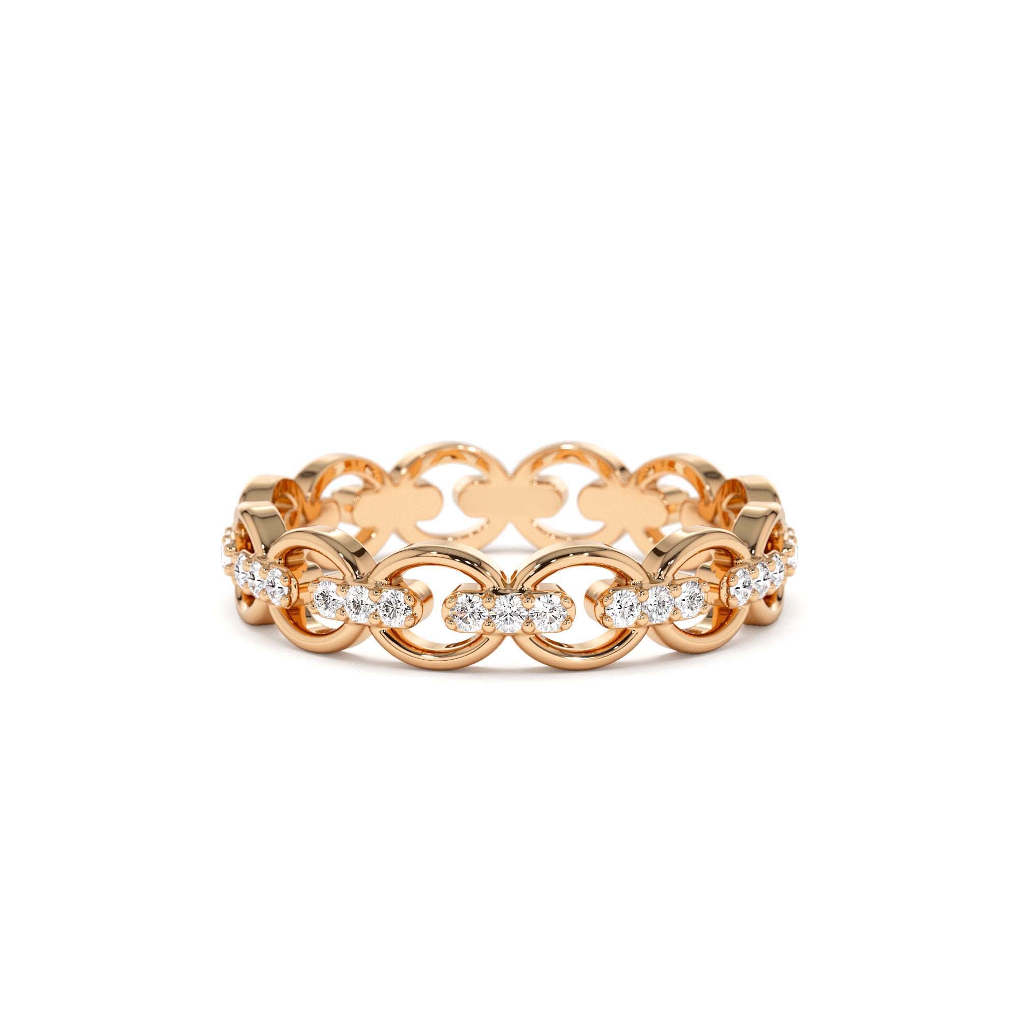 14k Gold Full Eternity Diamond Link Ring - view 2