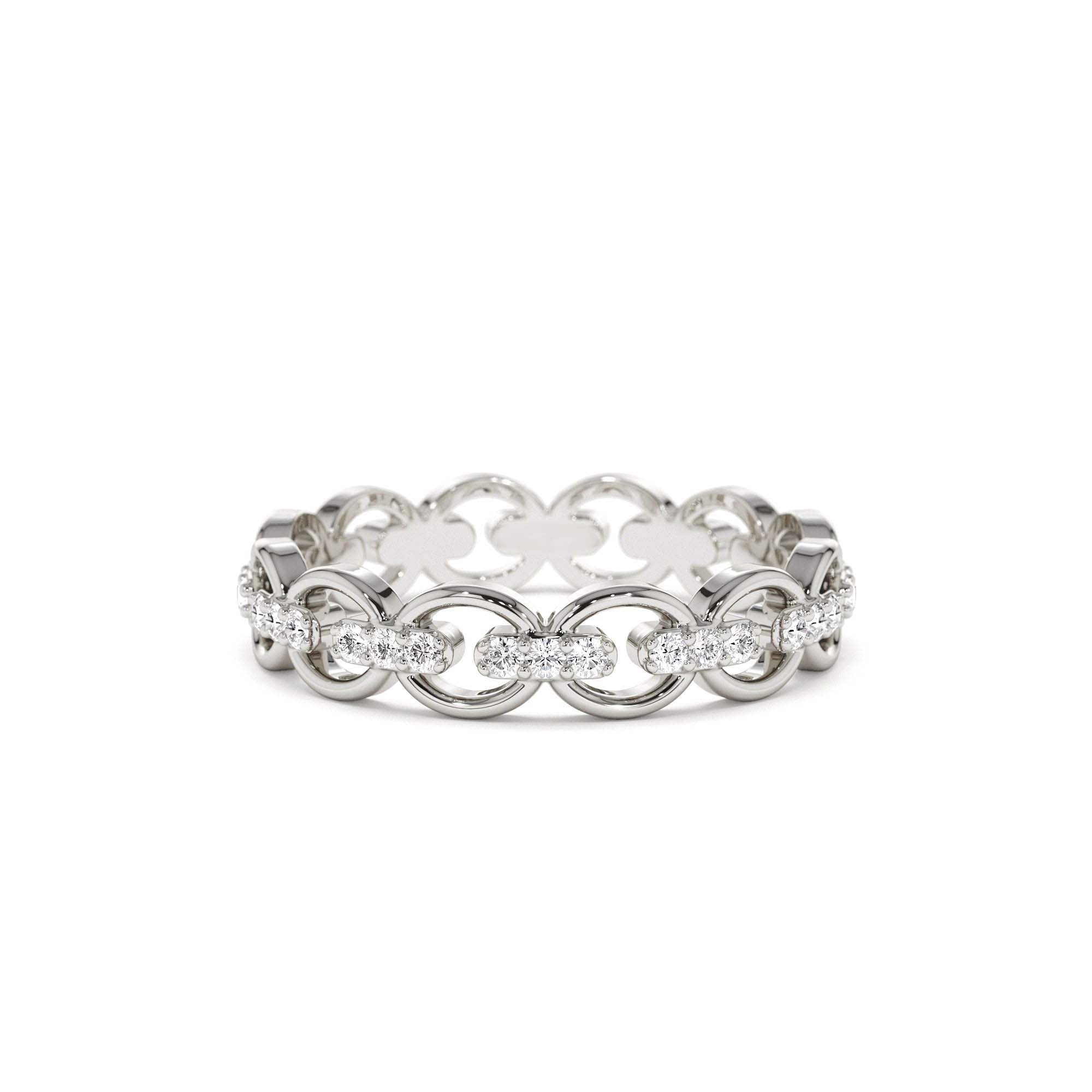 14k Gold Full Eternity Diamond Link Ring - view 3