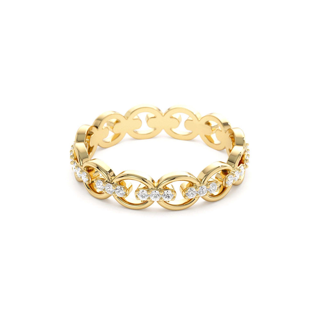 14k Gold Full Eternity Diamond Link Ring - view 4