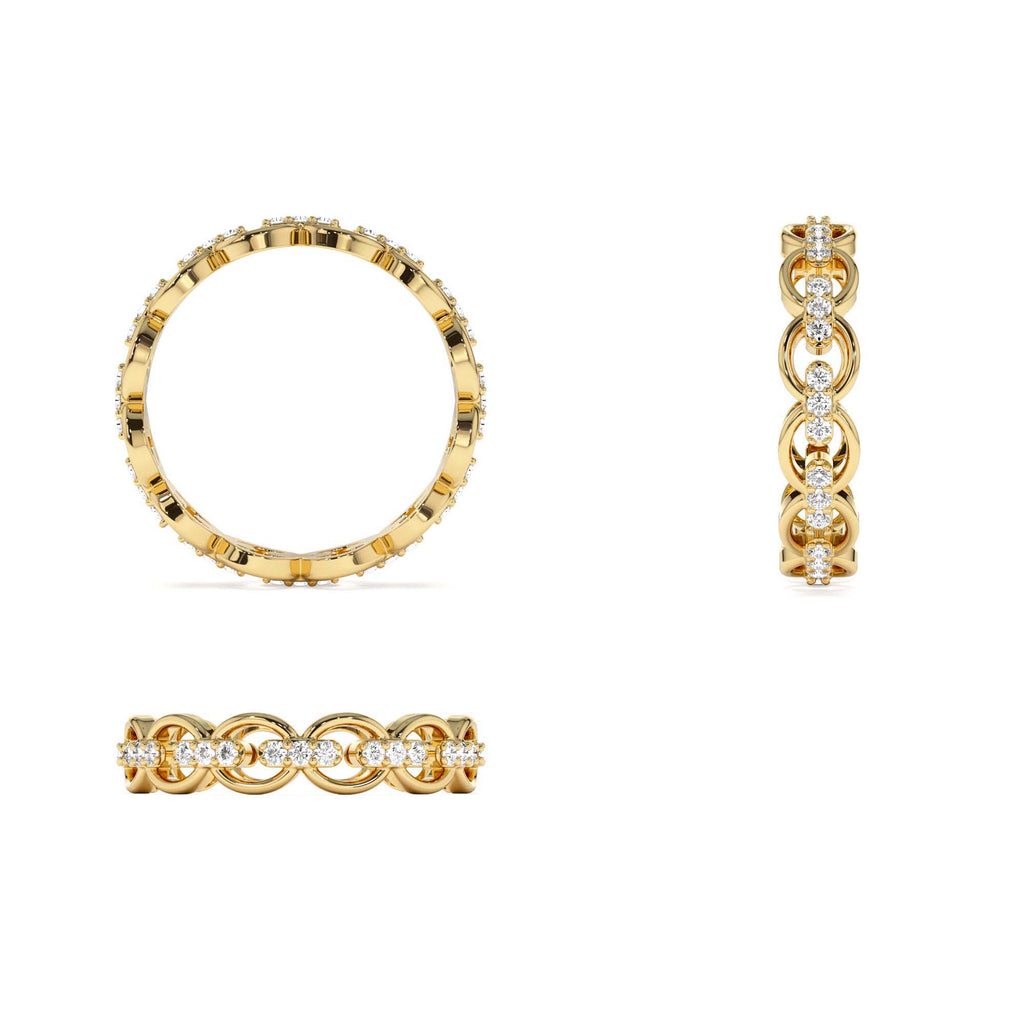 14k Gold Full Eternity Diamond Link Ring - view 5