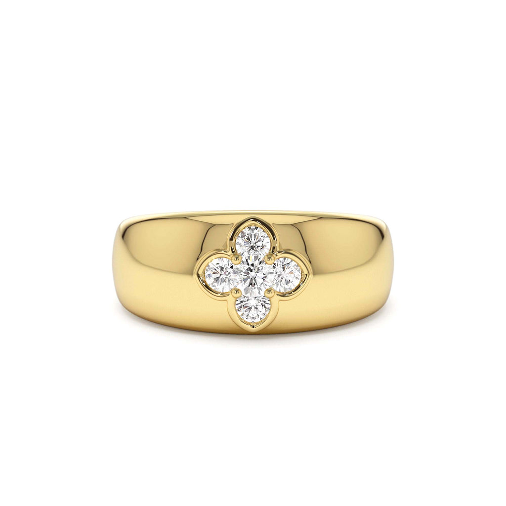14k Chunky Diamond Clover Ring by Orlina Fine