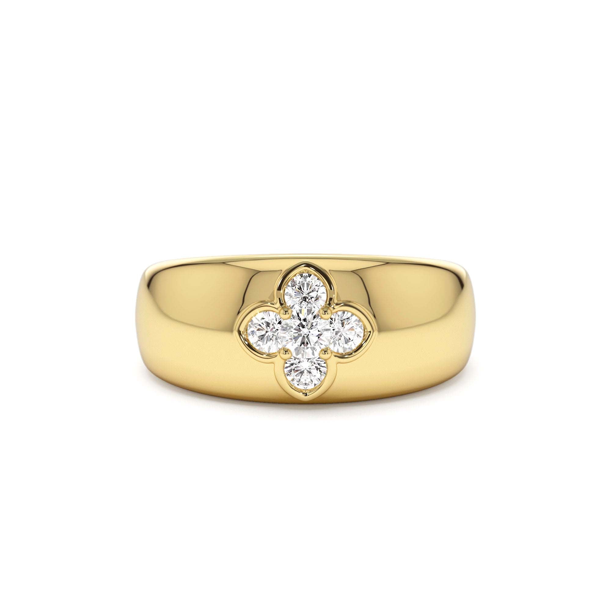 14k Chunky Diamond Clover Ring by Orlina Fine