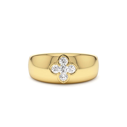 14k Chunky Diamond Clover Ring by Orlina Fine