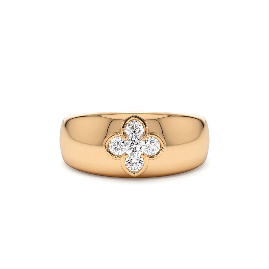 14k Chunky Diamond Clover Ring - view 2