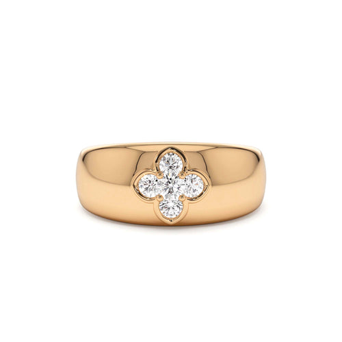 14k Chunky Diamond Clover Ring - view 2