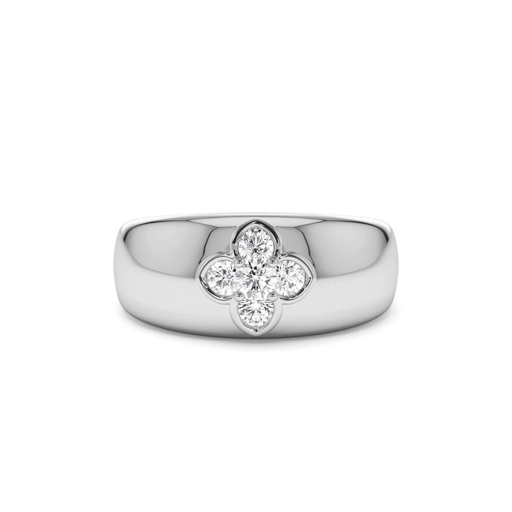14k Chunky Diamond Clover Ring - view 3