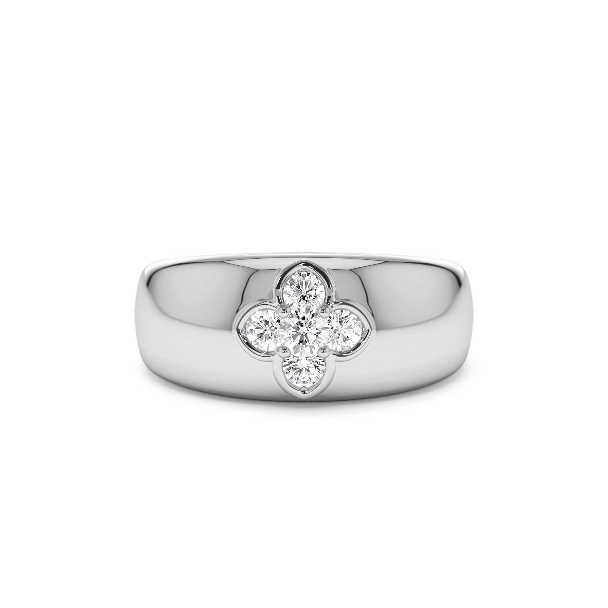14k Chunky Diamond Clover Ring - view 3