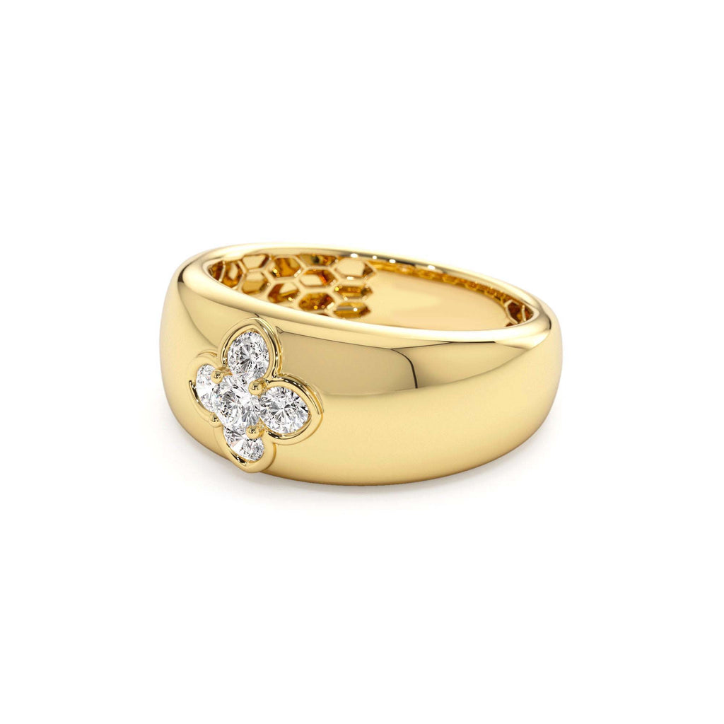 14k Chunky Diamond Clover Ring - view 4