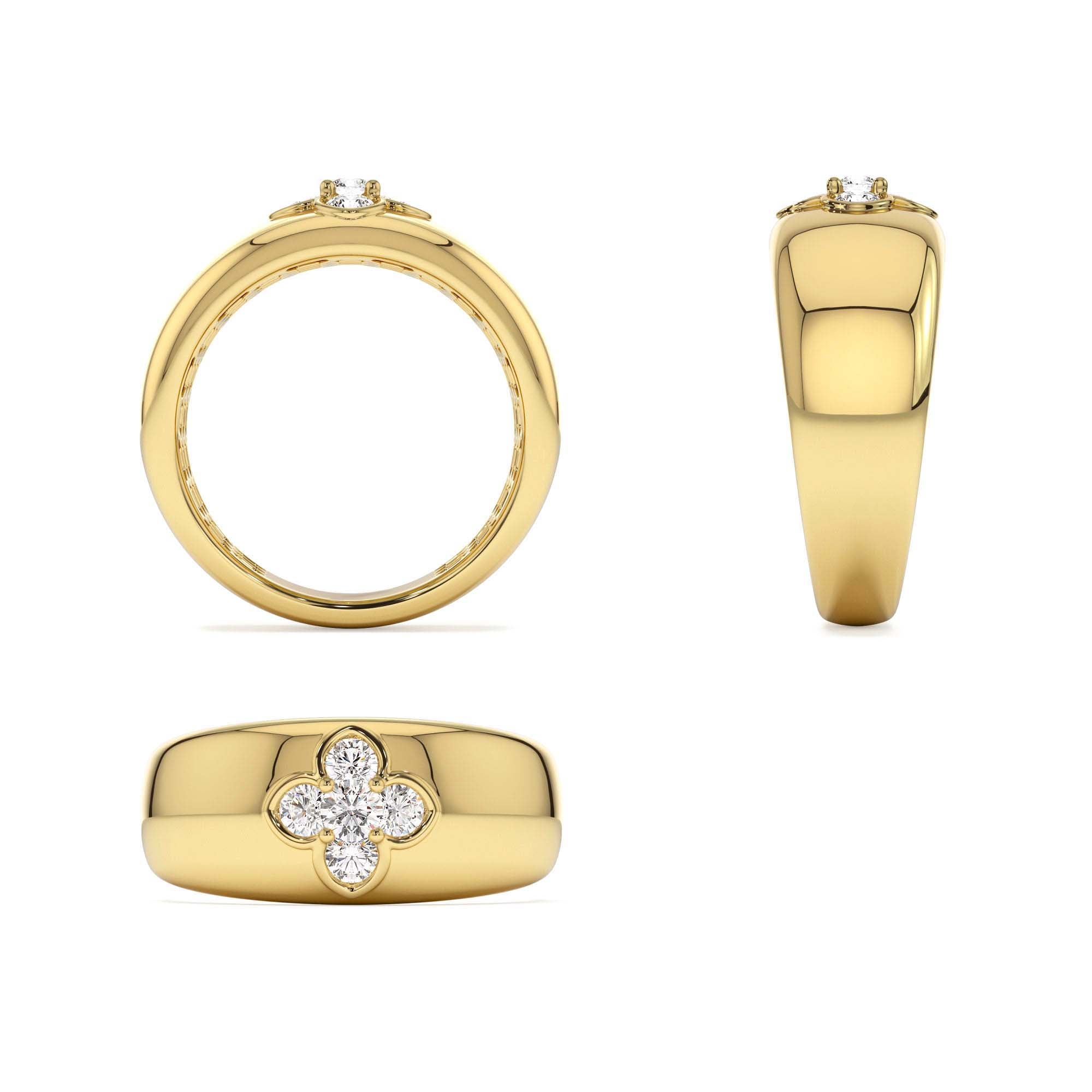 14k Chunky Diamond Clover Ring - view 5