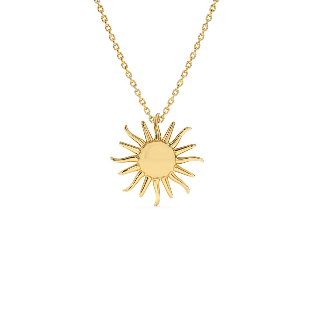 14K Gold Glowing Sun Charm Necklace by Orlina Fine
