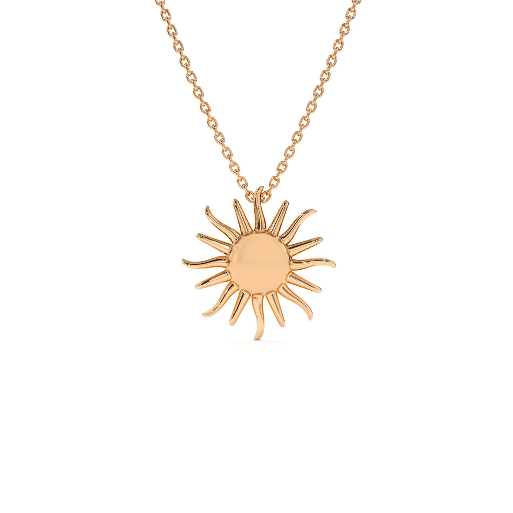 14K Gold Glowing Sun Charm Necklace - view 2