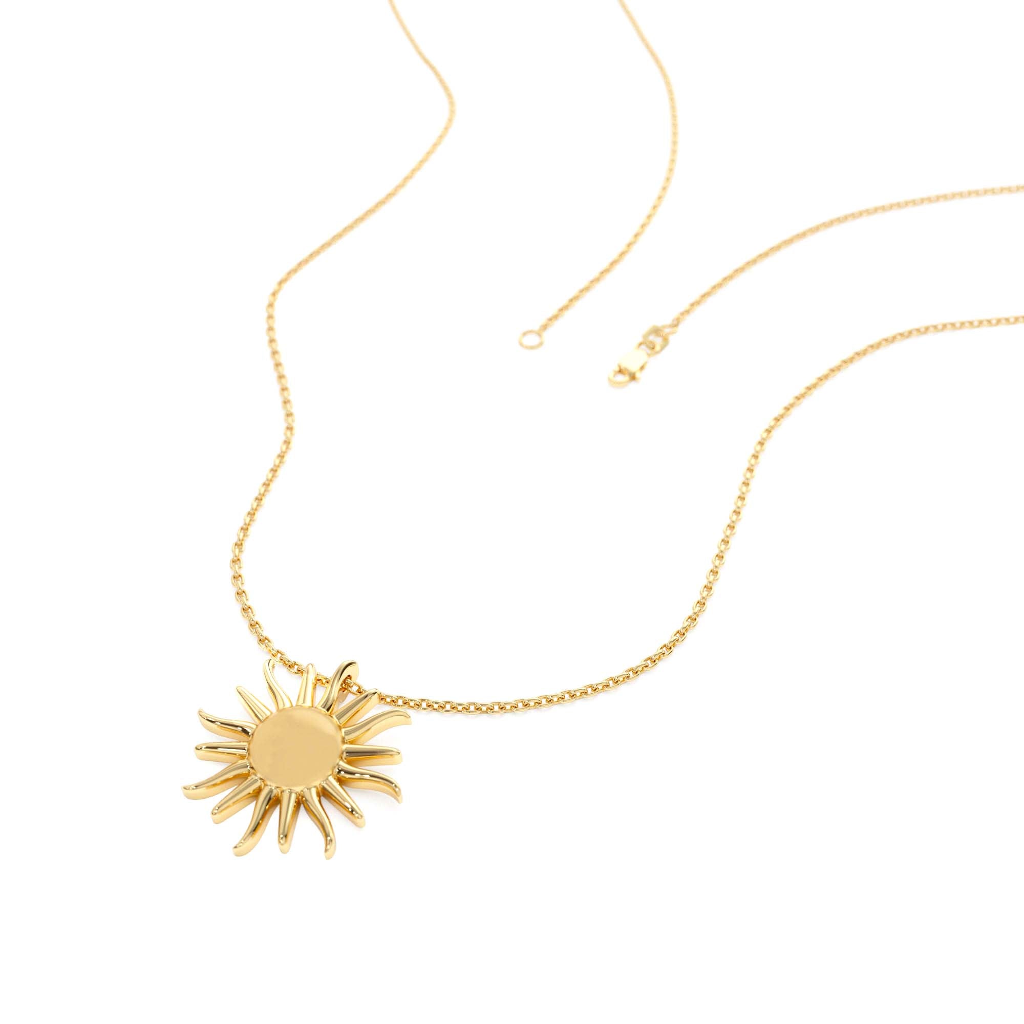 14K Gold Glowing Sun Charm Necklace - view 4