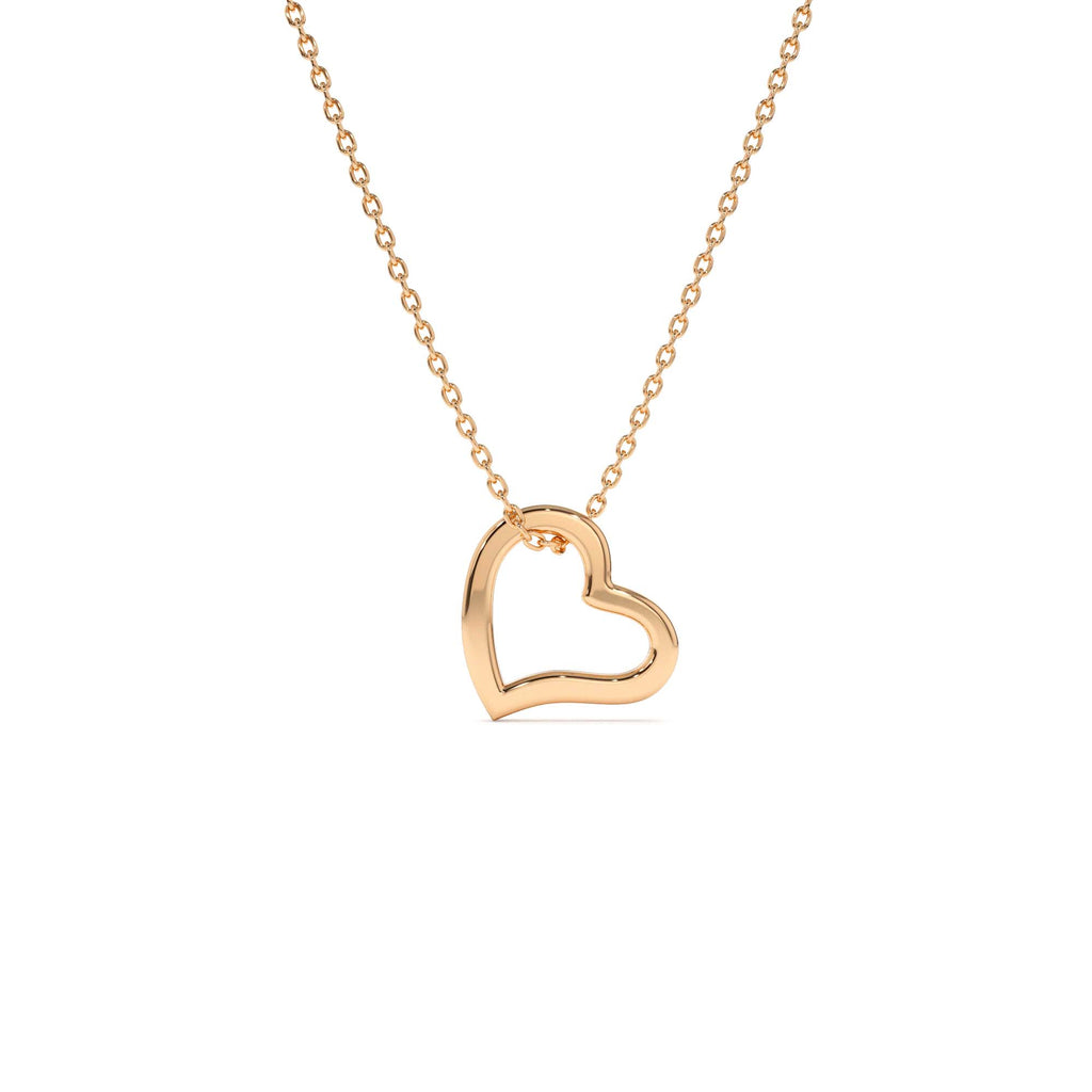 14K Gold Open Heart Shaped Charm Necklace - view 2