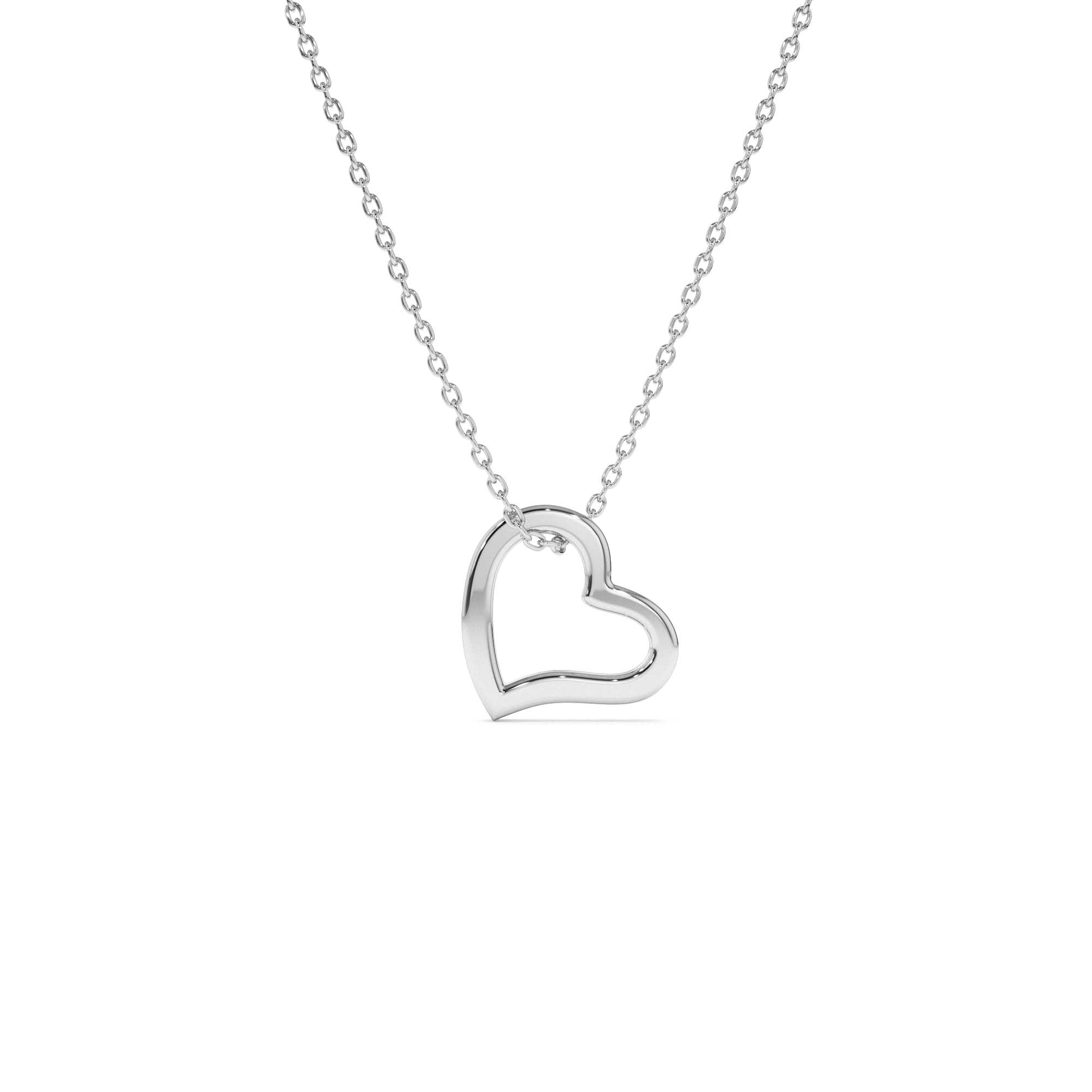 14K Gold Open Heart Shaped Charm Necklace - view 3