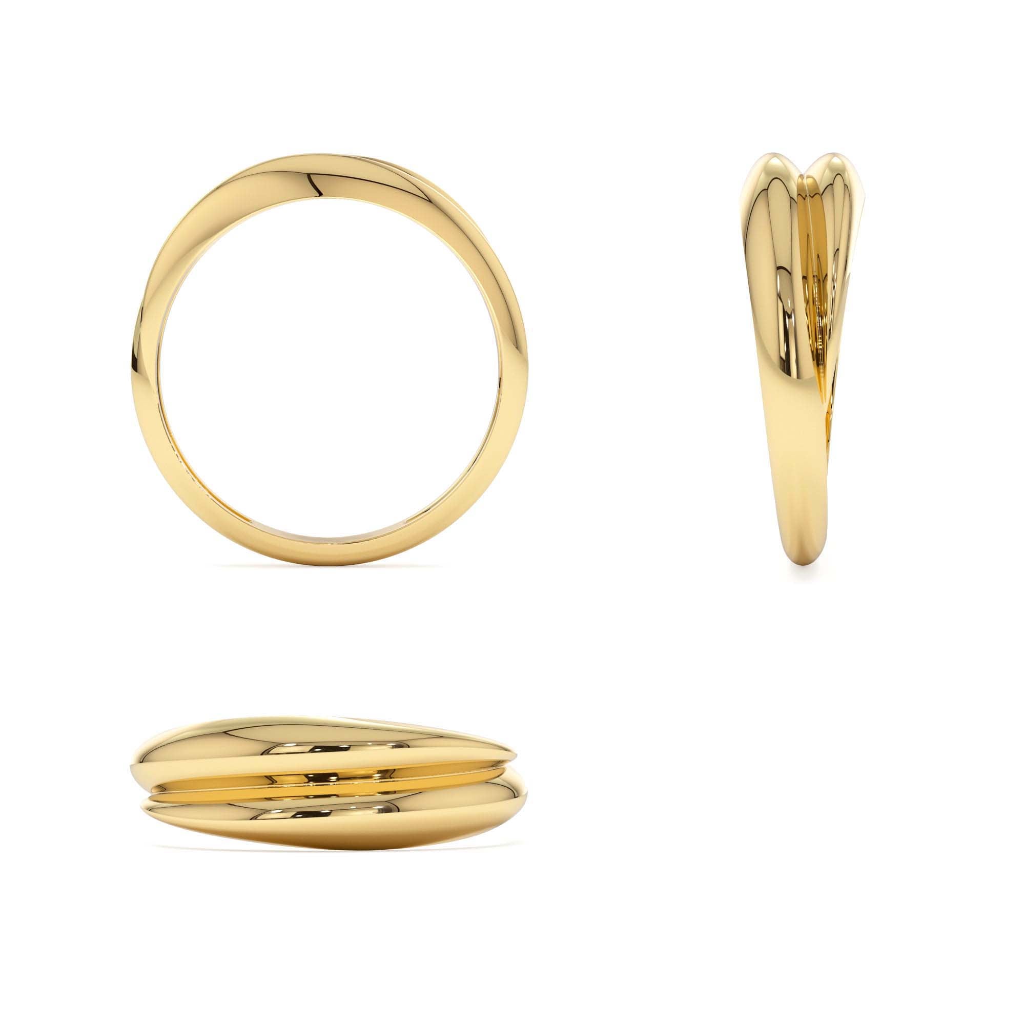 14k Dome Dual Band Stackable Statement Ring - view 5