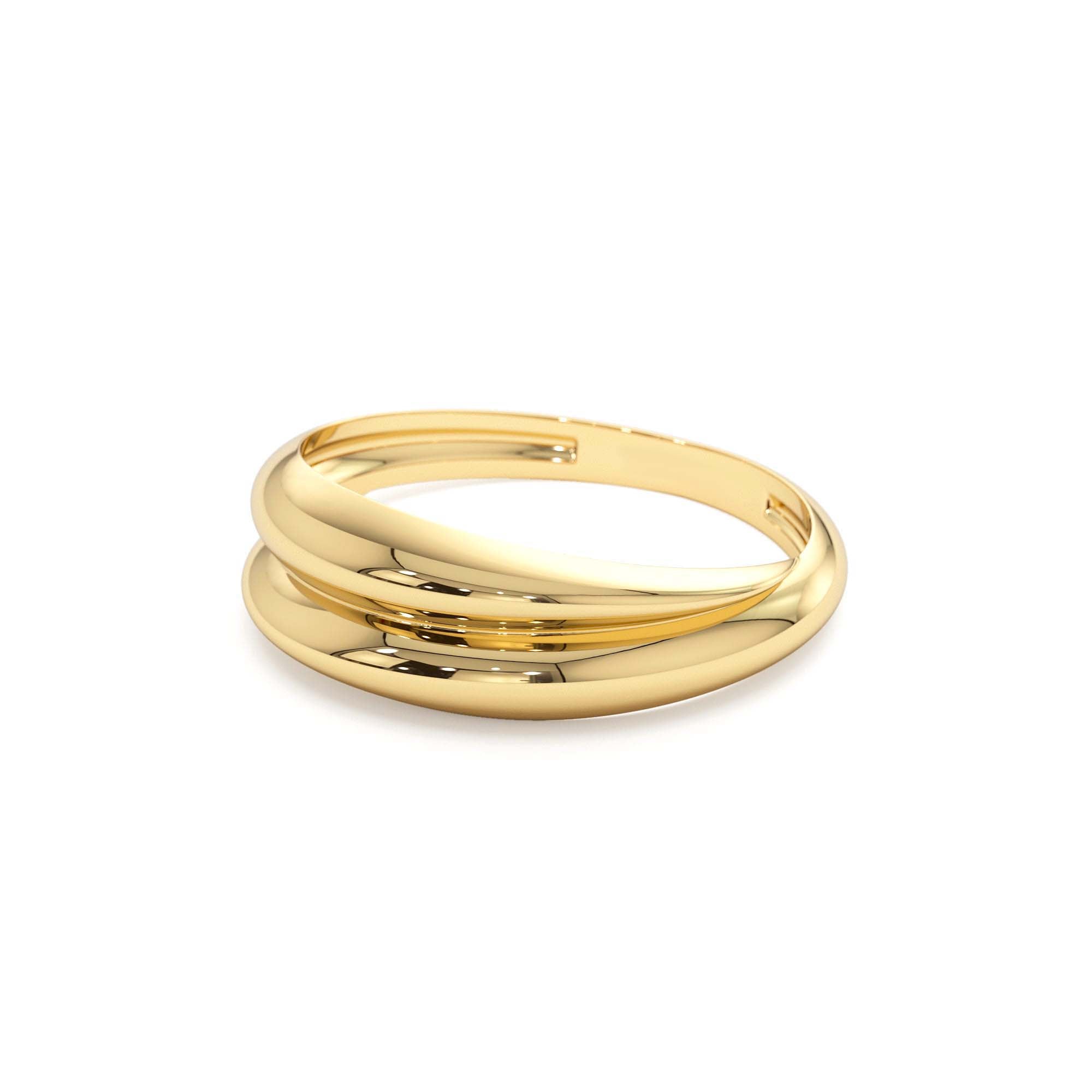 14k Dome Dual Band Stackable Statement Ring - view 4