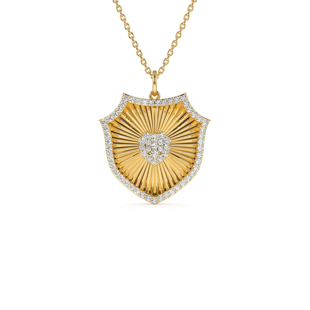 14k Diamond Shield Medallion Pendant by Orlina Fine