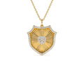 14k Diamond Shield Medallion Pendant by Orlina Fine