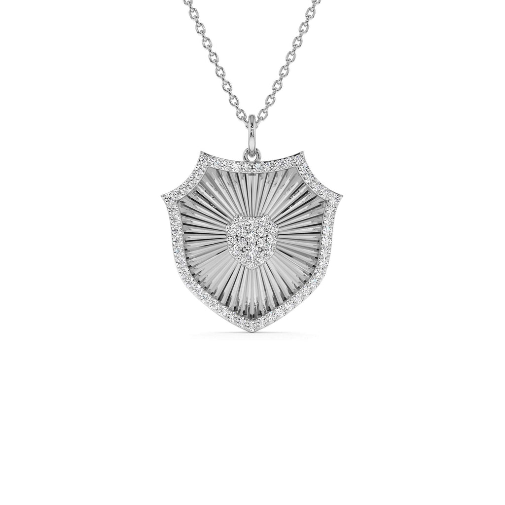 14k Diamond Shield Medallion Pendant - view 2