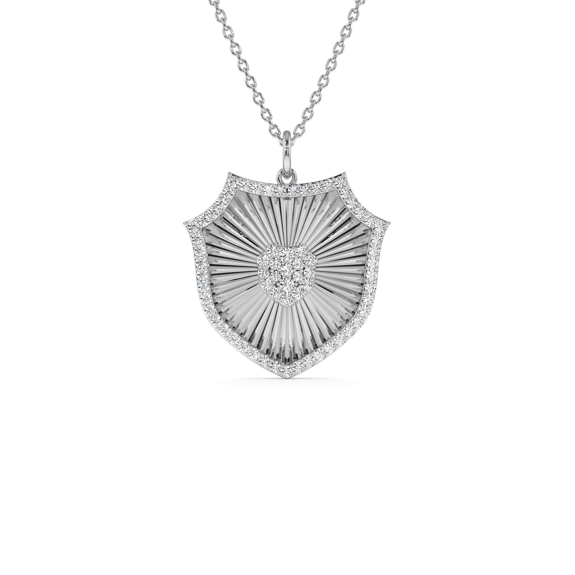 14k Diamond Shield Medallion Pendant - view 2