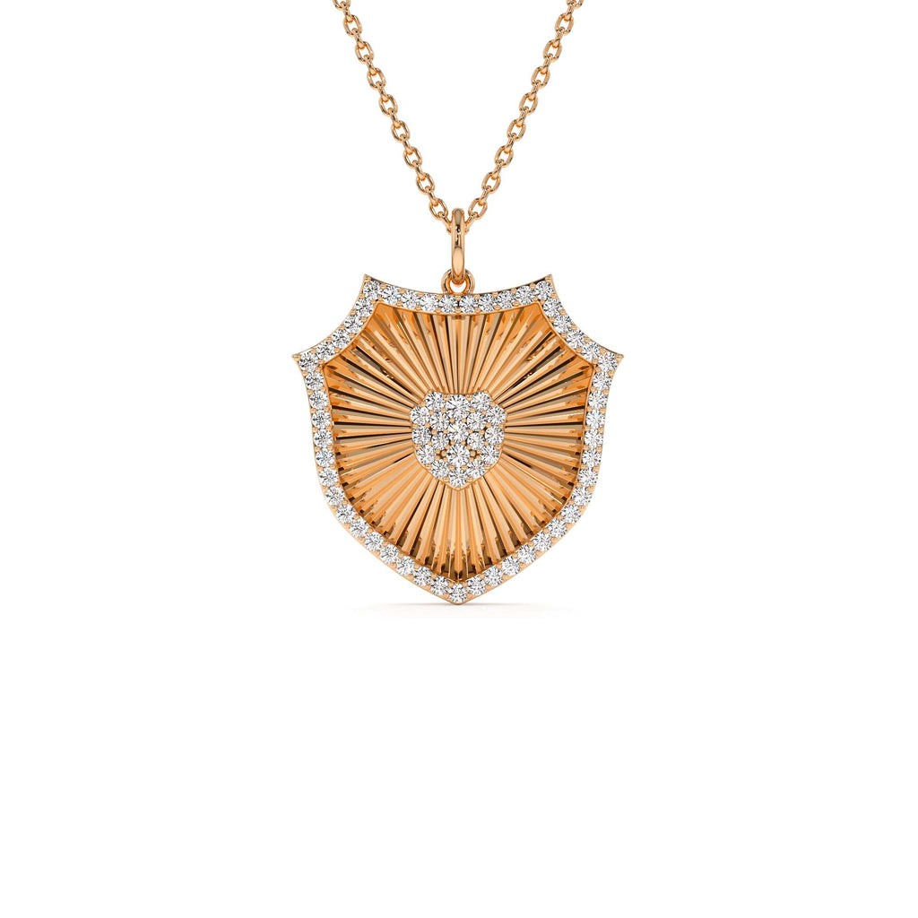 14k Diamond Shield Medallion Pendant - view 3