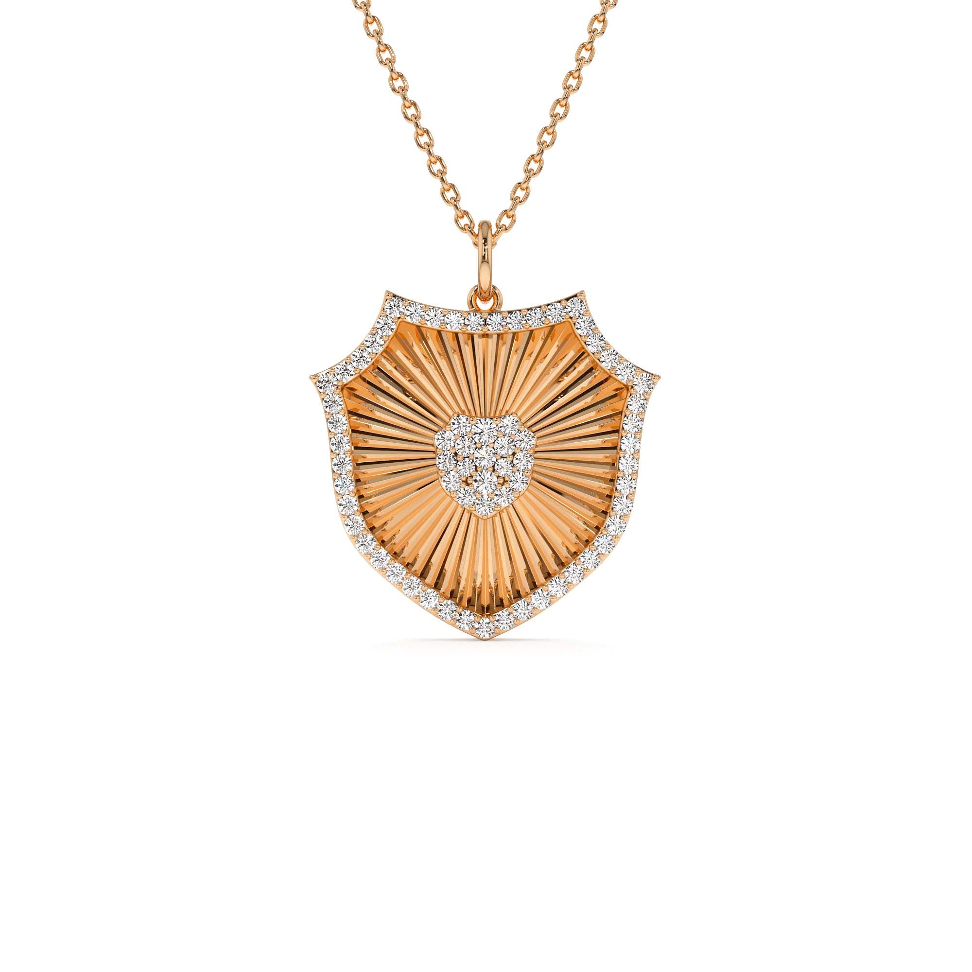 14k Diamond Shield Medallion Pendant - view 3